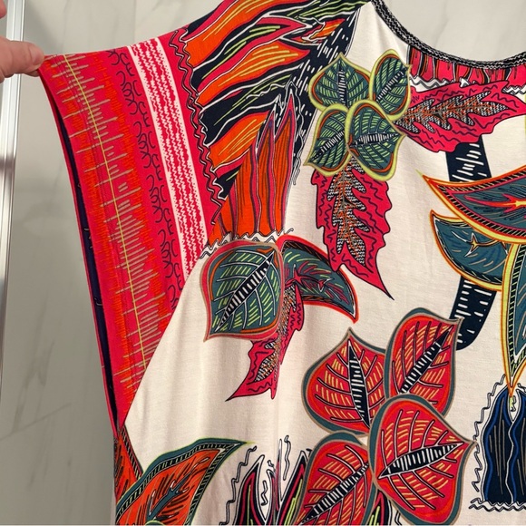 Soft Surroundings Tigerwood Tropical Print Tunic Top Henley Size XL - Picture 5 of 6
